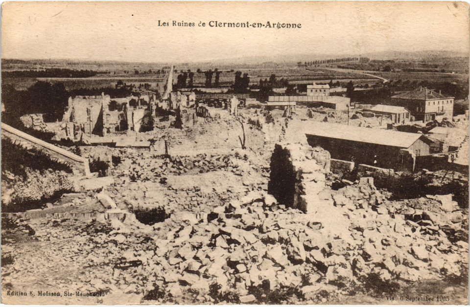 Clermont-en-Argonne en ruines